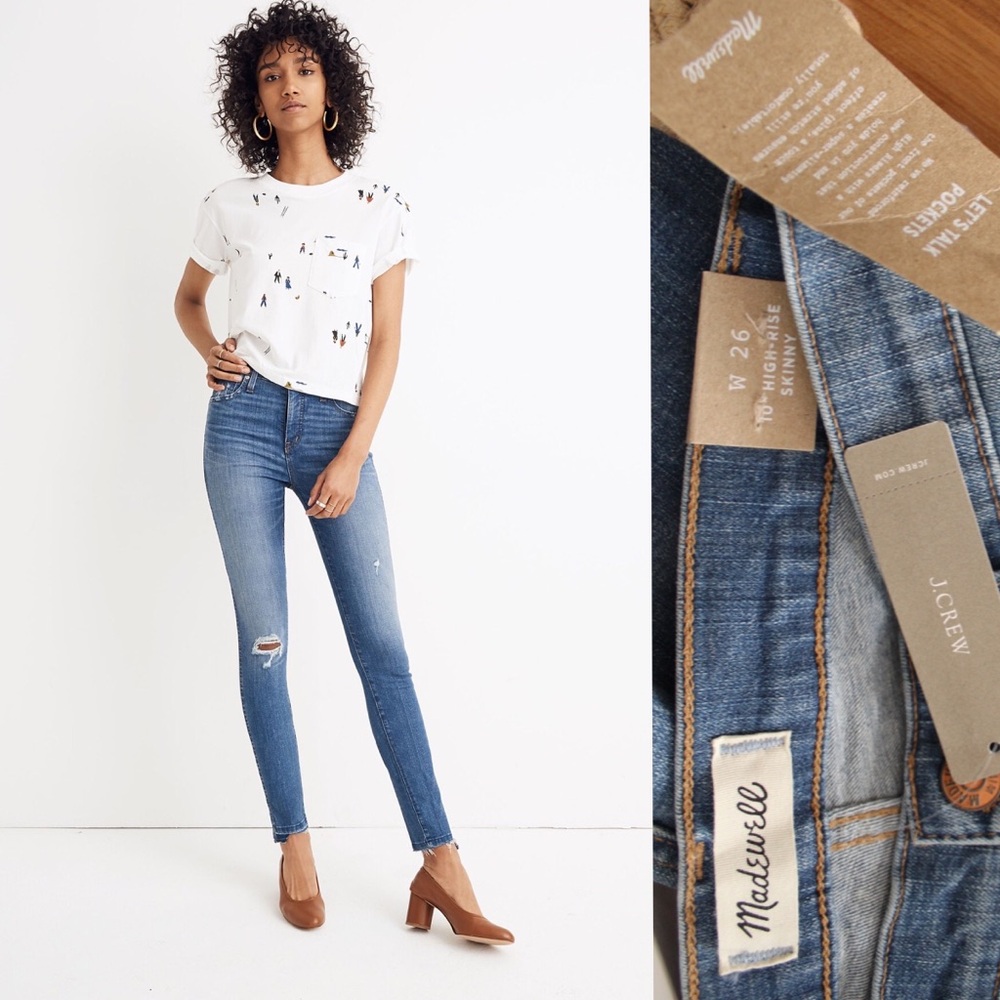 Madewell NWT 10” High Rise Skinny Step Hem Jeans 23 Medium Wash